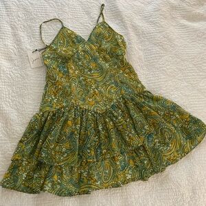 Paisley Floral Blue and Yellow Dress, Women’s Medium